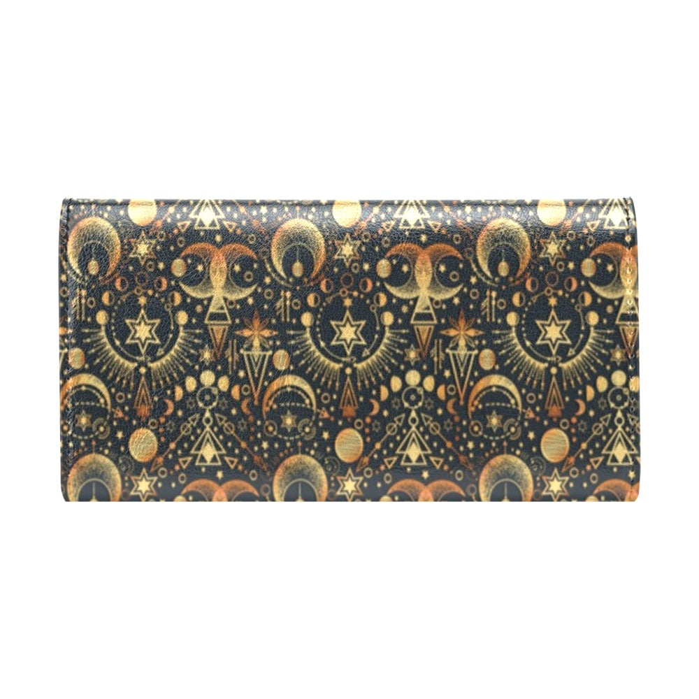 Sun Moon Print Design LKS308 Women's Trifold Wallet