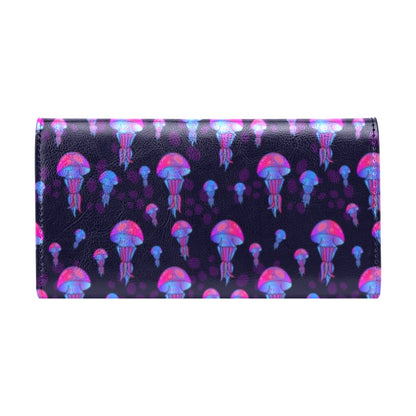 Jellyfish Neon Print Women's Trifold Wallet