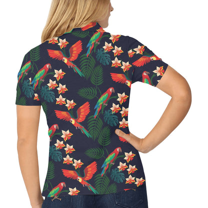 Macaw Pattern Print Design 02 Women's Polo Shirt