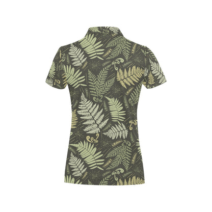 Fern Leave Green Print Pattern Women's Polo Shirt