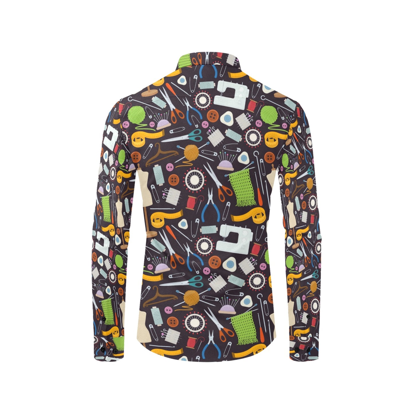 Sewing Equipment Print Design LKS308 Men's Long Sleeve Dress Shirt