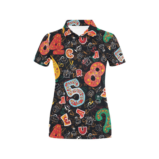 Number Pattern Print Design A03 Women's Polo Shirt