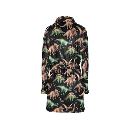 Dinosaur Print Pattern Women's Fleece Robe