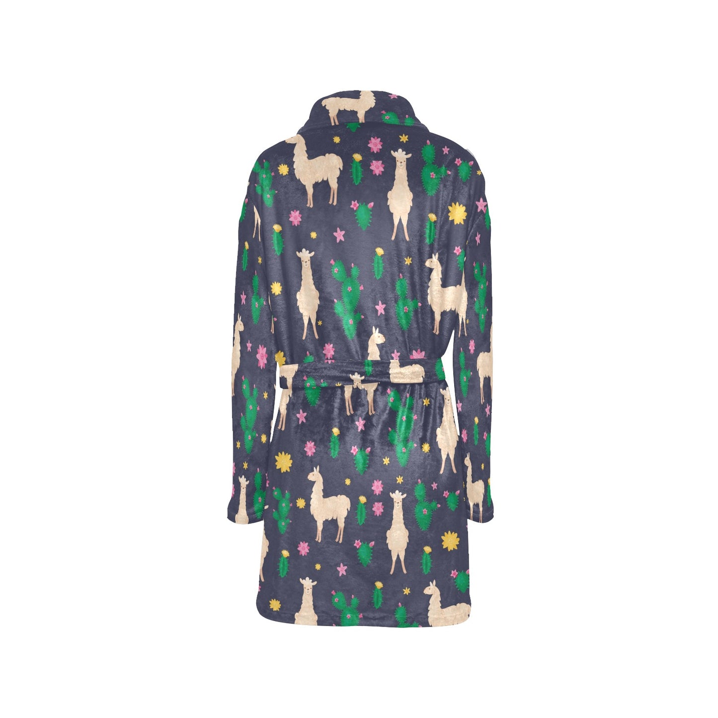 Llama Cactus Pattern Print Design 012 Women's Fleece Robe