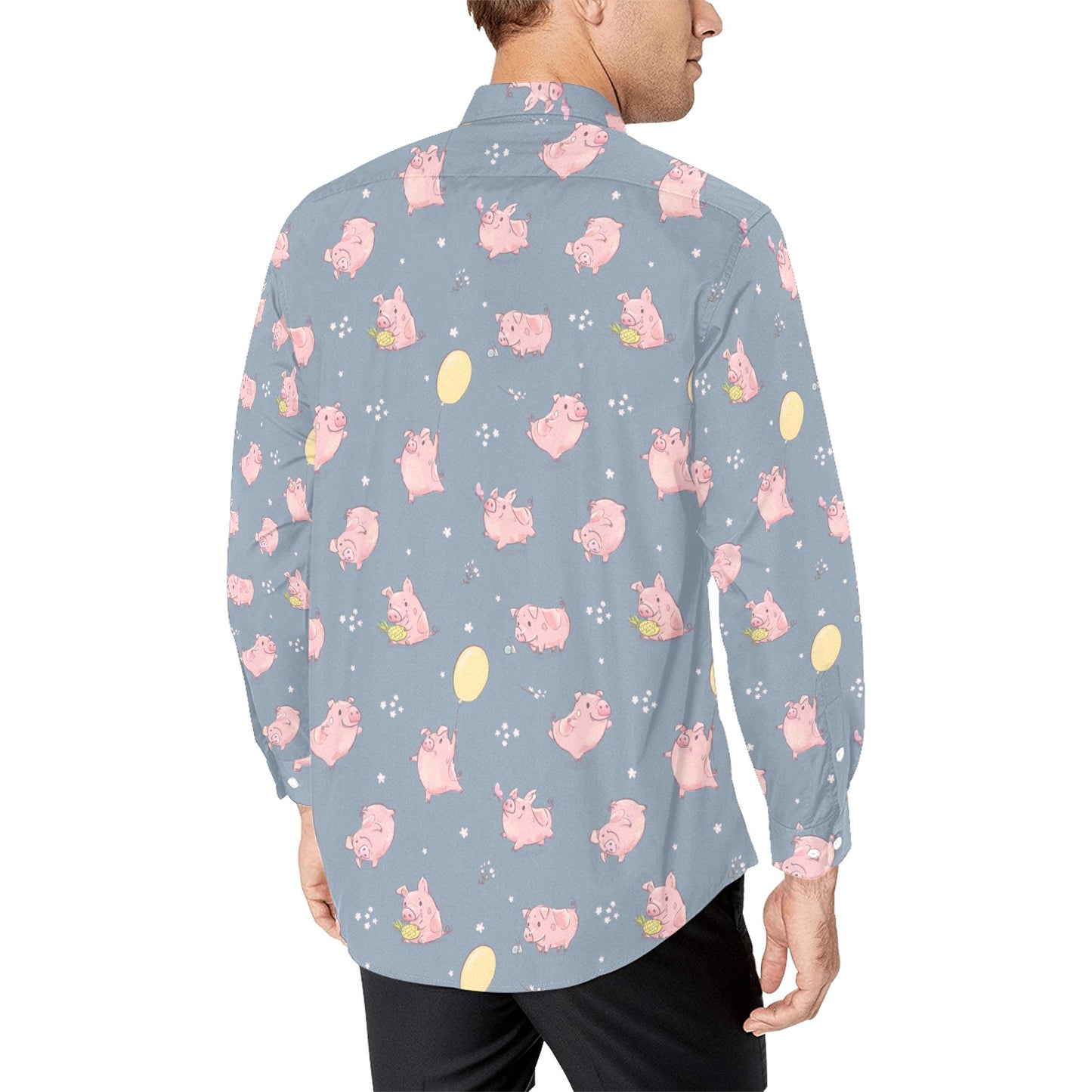 Pig Print Design LKS405 Men's Long Sleeve Dress Shirt