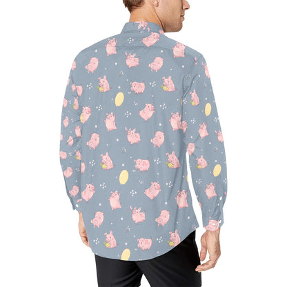 Pig Print Design LKS405 Men's Long Sleeve Dress Shirt