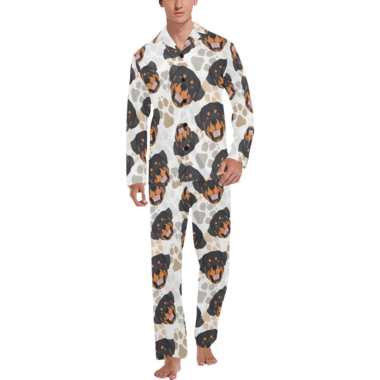 Rottweiler Pattern Print Design A03 Men's Long Pajama Set