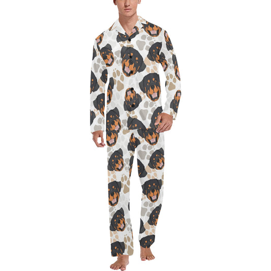 Rottweiler Pattern Print Design A03 Men's Long Pajama Set