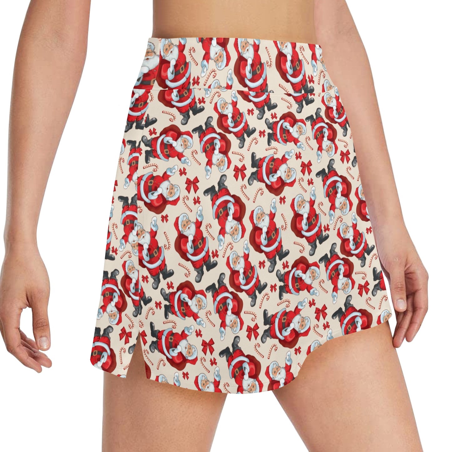 Santa Christmas Themed Print Design LKS302 Women's Golf Skirt with Pocket