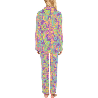 Psychedelic Mushroom Pattern Print Design A05 Women's Long Pajama Set