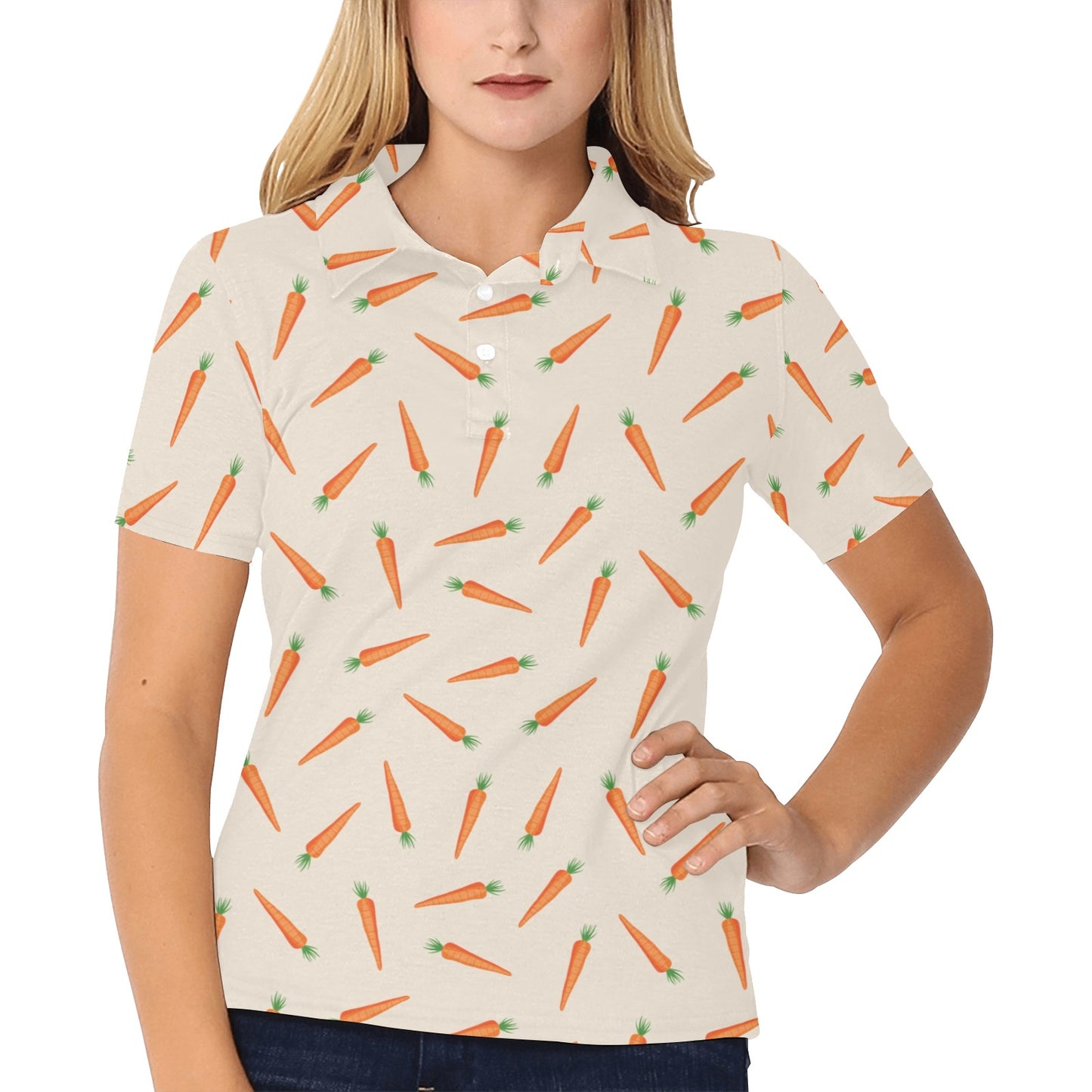 Carrot Pattern Print Design 07 Women's Polo Shirt