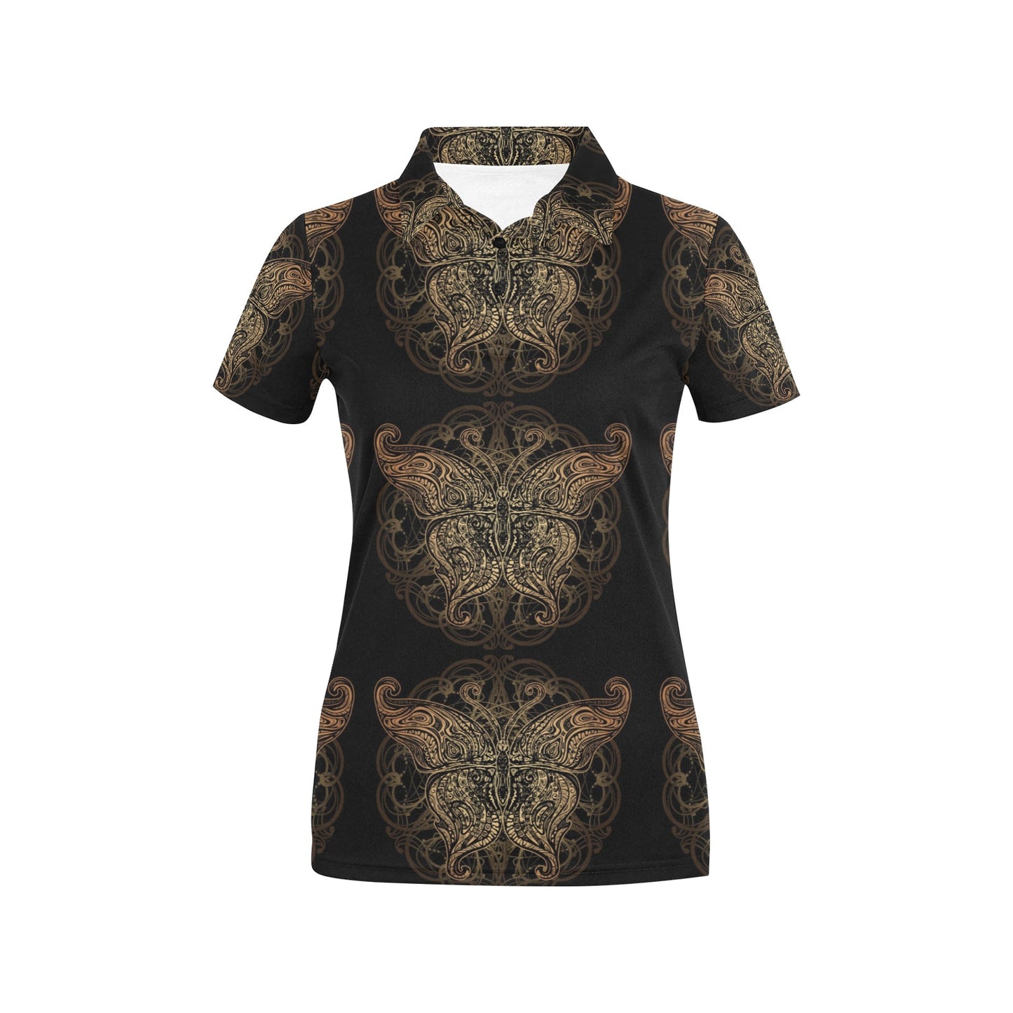 Gold Butterfly Ornamental Women's Polo Shirt