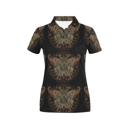 Gold Butterfly Ornamental Women's Polo Shirt