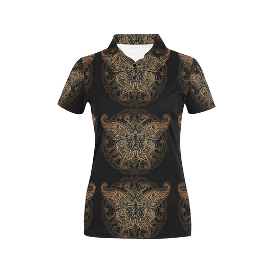 Gold Butterfly Ornamental Women's Polo Shirt