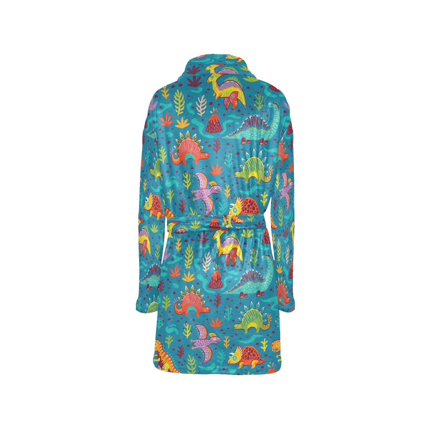 Dinosaur Cartoon Style Women's Fleece Robe