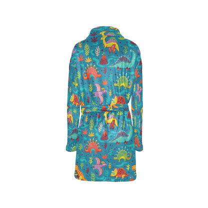 Dinosaur Cartoon Style Women's Fleece Robe