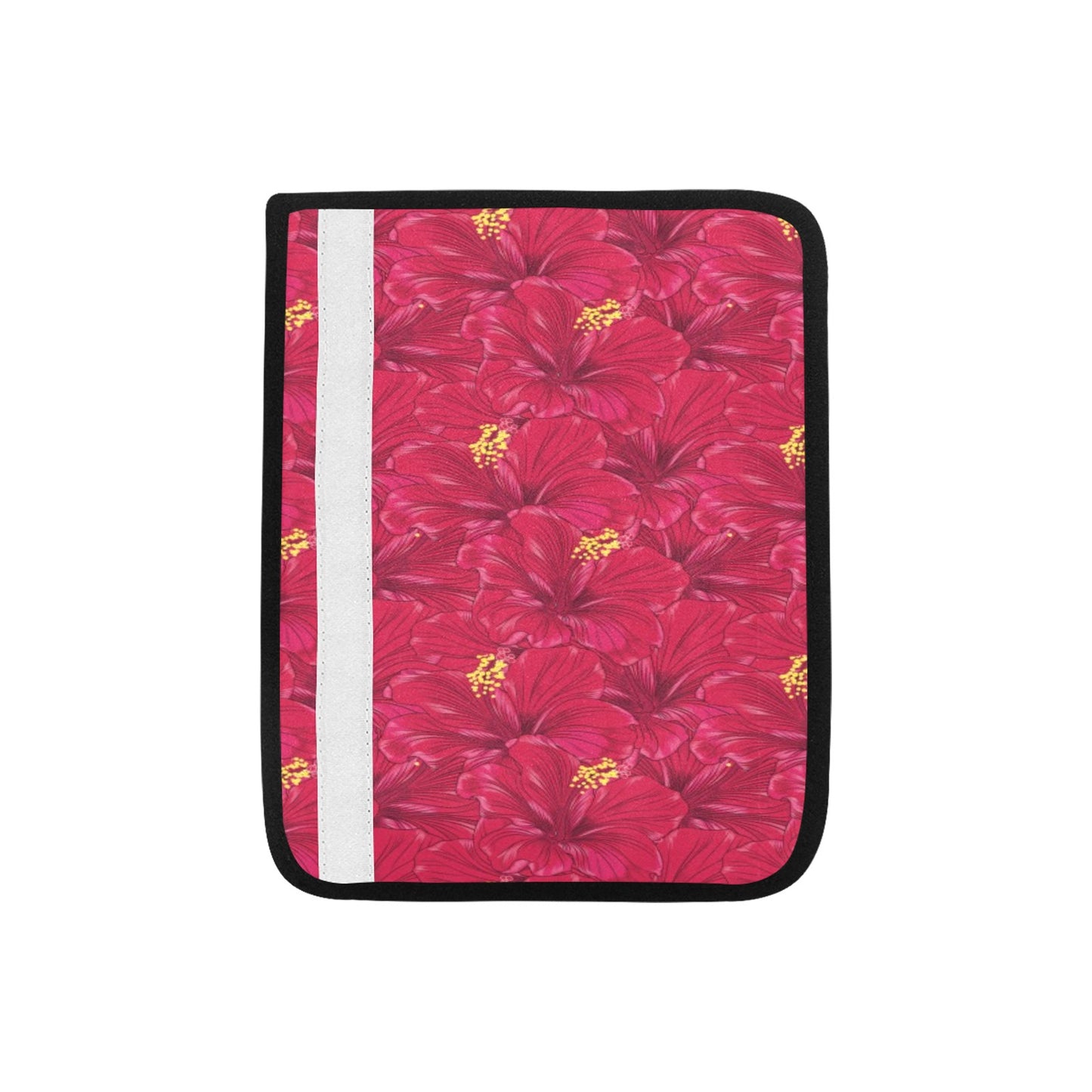 Hibiscus Red Pattern Print LKS308 Car Seat Belt Cover