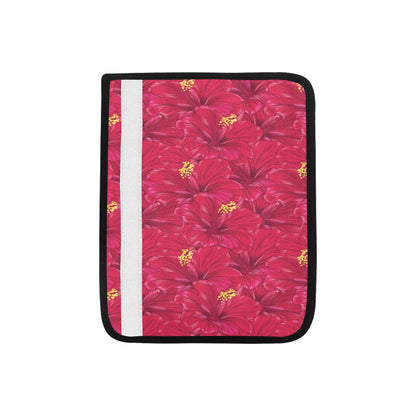 Hibiscus Red Pattern Print LKS308 Car Seat Belt Cover