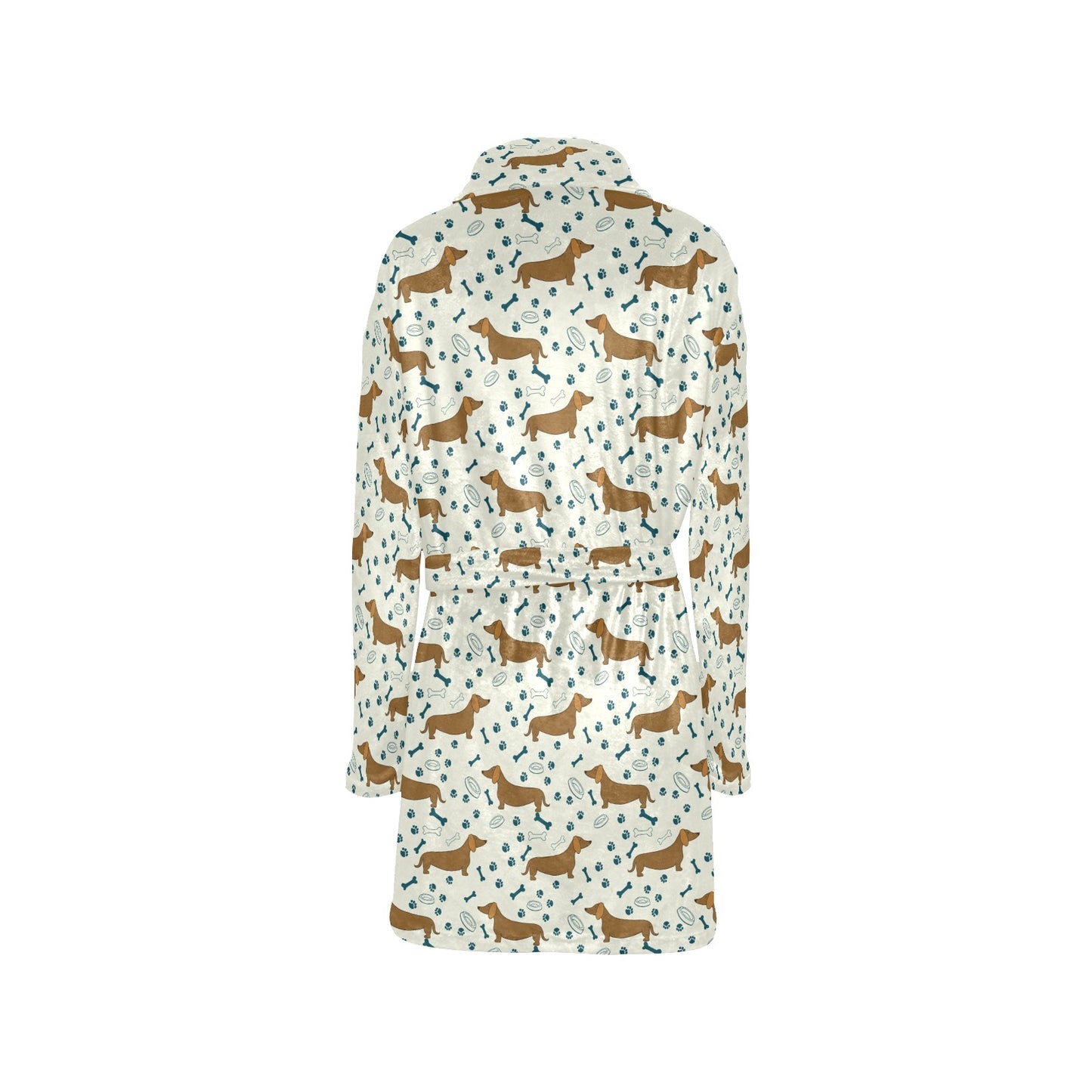 Dachshund Pattern Print Design 01 Women's Fleece Robe