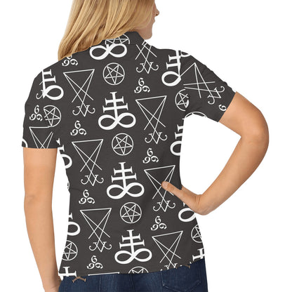 Pentagram Pattern Print Design A04 Women's Polo Shirt