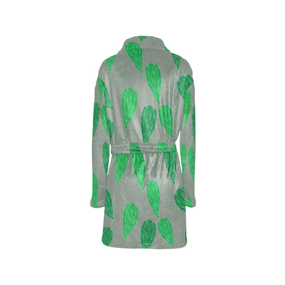 Lettuce Pattern Print Design 02 Women's Fleece Robe