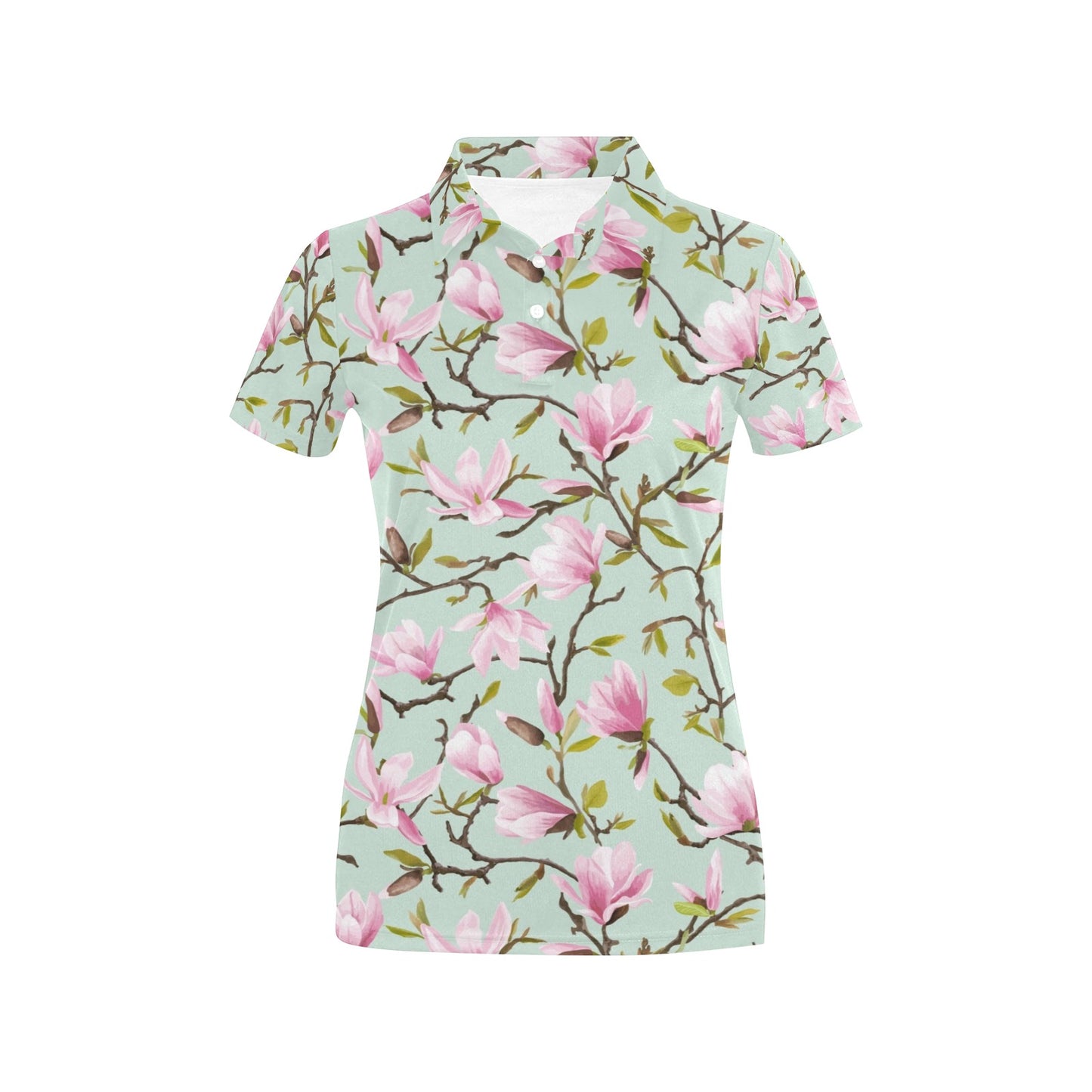 Magnolia Pattern Print Design MAG04 Women's Polo Shirt