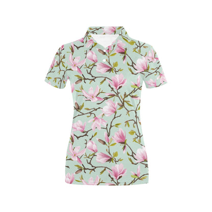 Magnolia Pattern Print Design MAG04 Women's Polo Shirt
