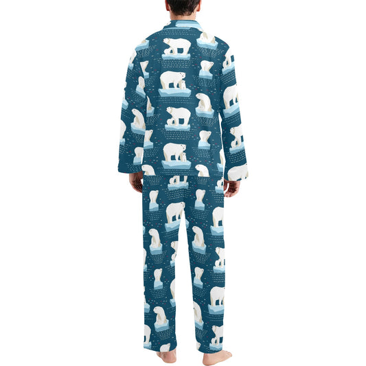 Polar Bear Pattern Print Design PB02 Men's Long Pajama Set