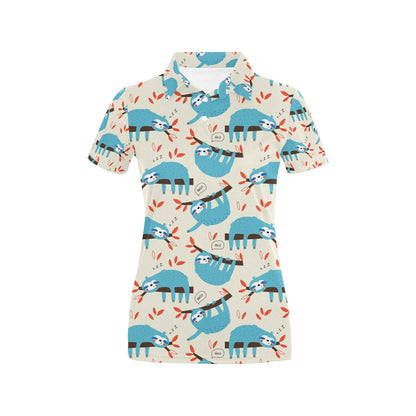 Sloth Print Design LKS3011 Women's Polo Shirt