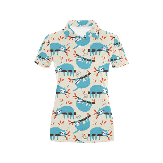 Sloth Print Design LKS3011 Women's Polo Shirt