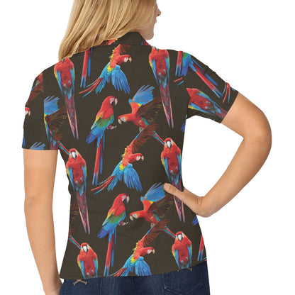 Macaw Pattern Print Design 04 Women's Polo Shirt