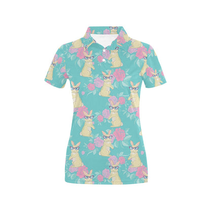 Rabbit Pattern Print Design RB05 Women's Polo Shirt