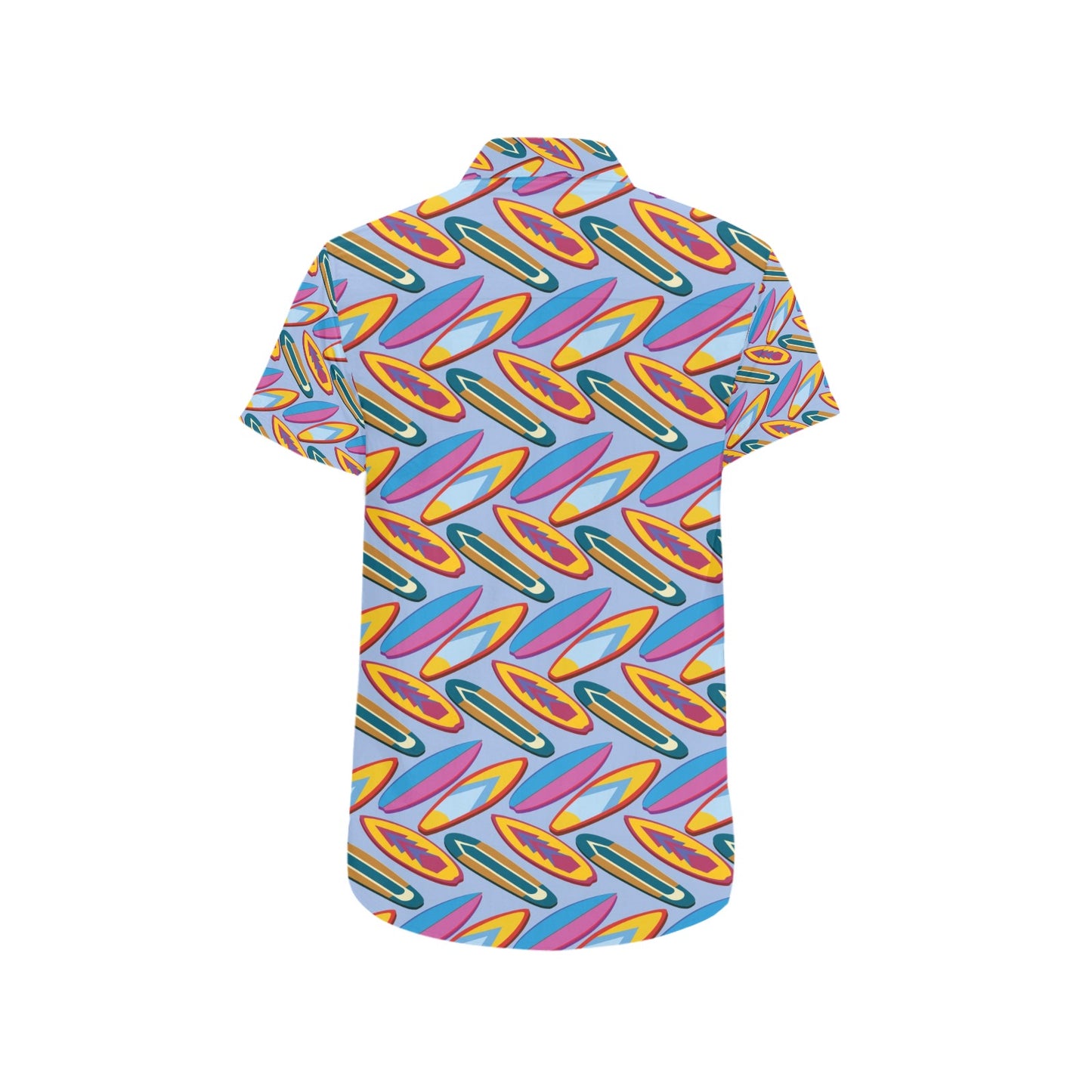 Surfboard Pattern Print Design LKS303 Men Short Sleeve Button Up Shirt