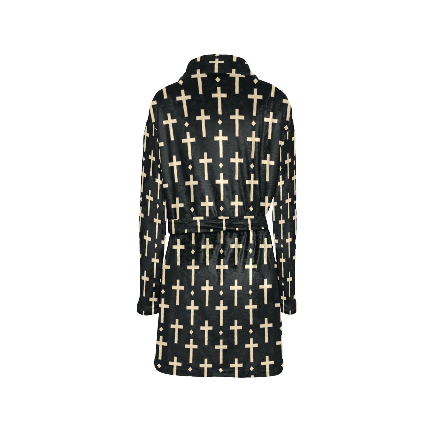 Cross Pattern Print Design 03 Women's Fleece Robe