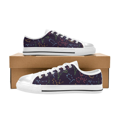 Zodiac Print Design LKS301 Women's White Low Top Shoes