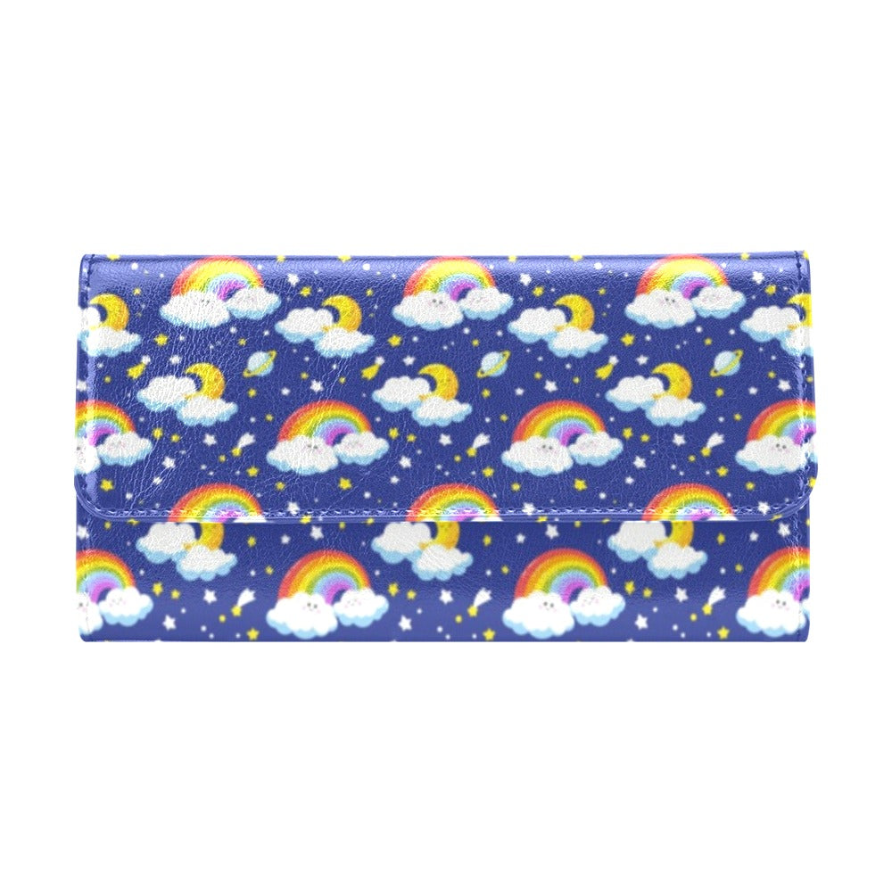 Rainbow Space Design Print Women's Trifold Wallet