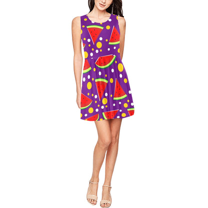Watermelon Pattern Print Design WM010 Sleeveless Dress