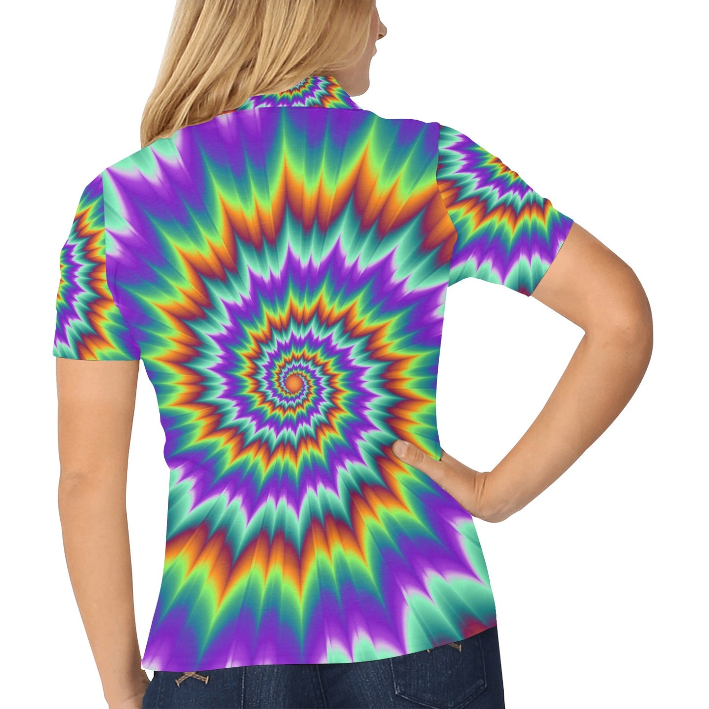 Optical illusion Pulsing fiery spirals Women's Polo Shirt