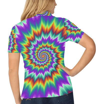 Optical illusion Pulsing fiery spirals Women's Polo Shirt