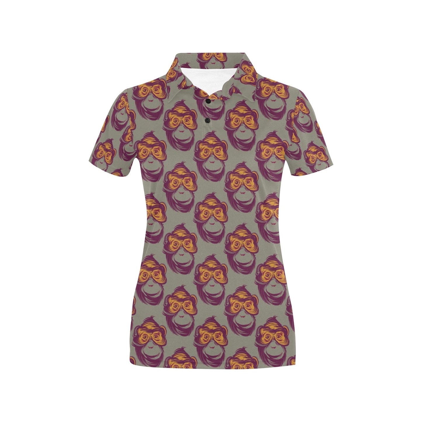 Chimpanzee Pattern Print Design 02 Women's Polo Shirt