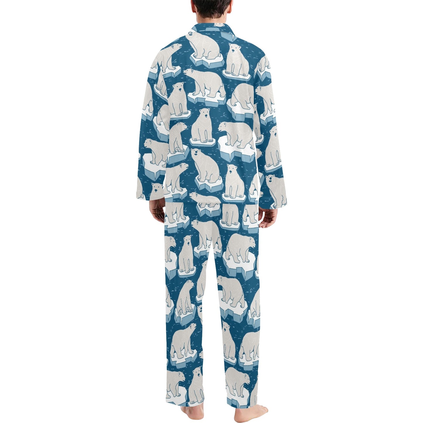 Polar Bear Pattern Print Design PB03 Men's Long Pajama Set