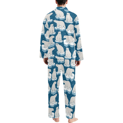 Polar Bear Pattern Print Design PB03 Men's Long Pajama Set