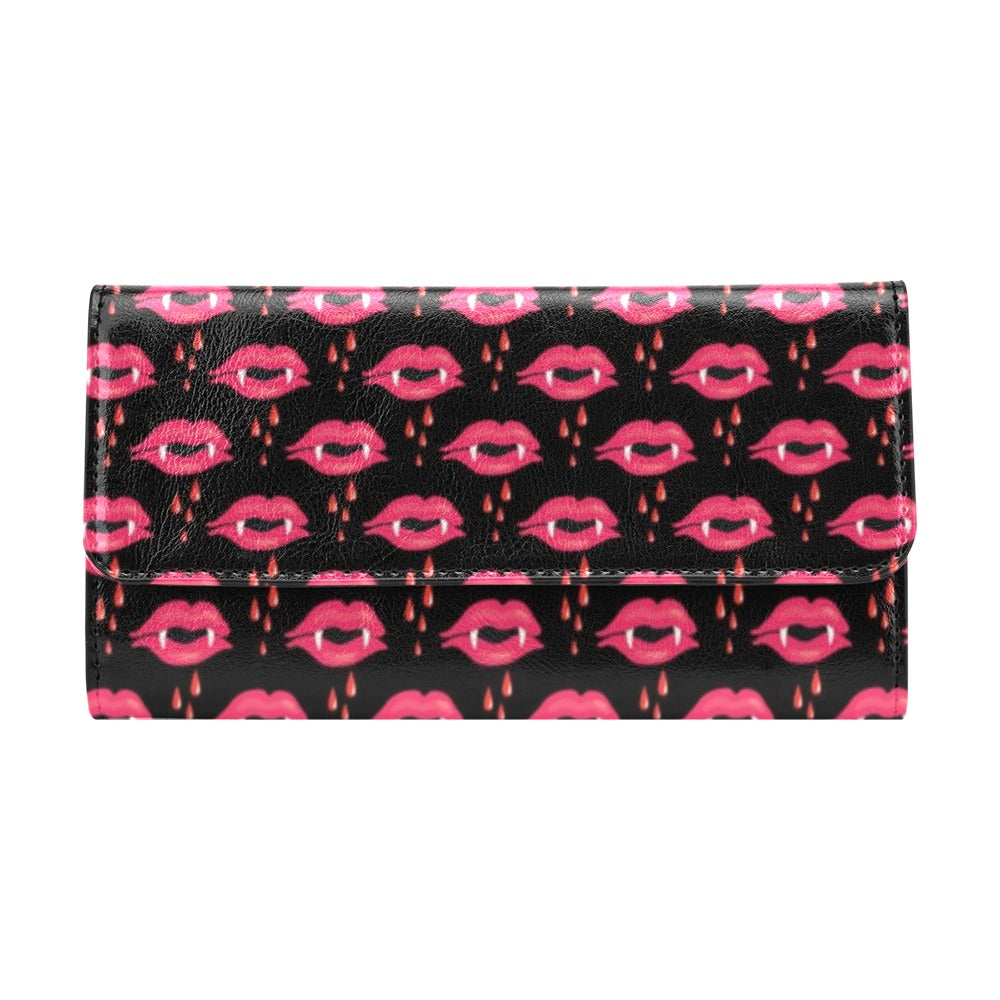 Vampire Lips Print Design LKS303 Women's Trifold Wallet
