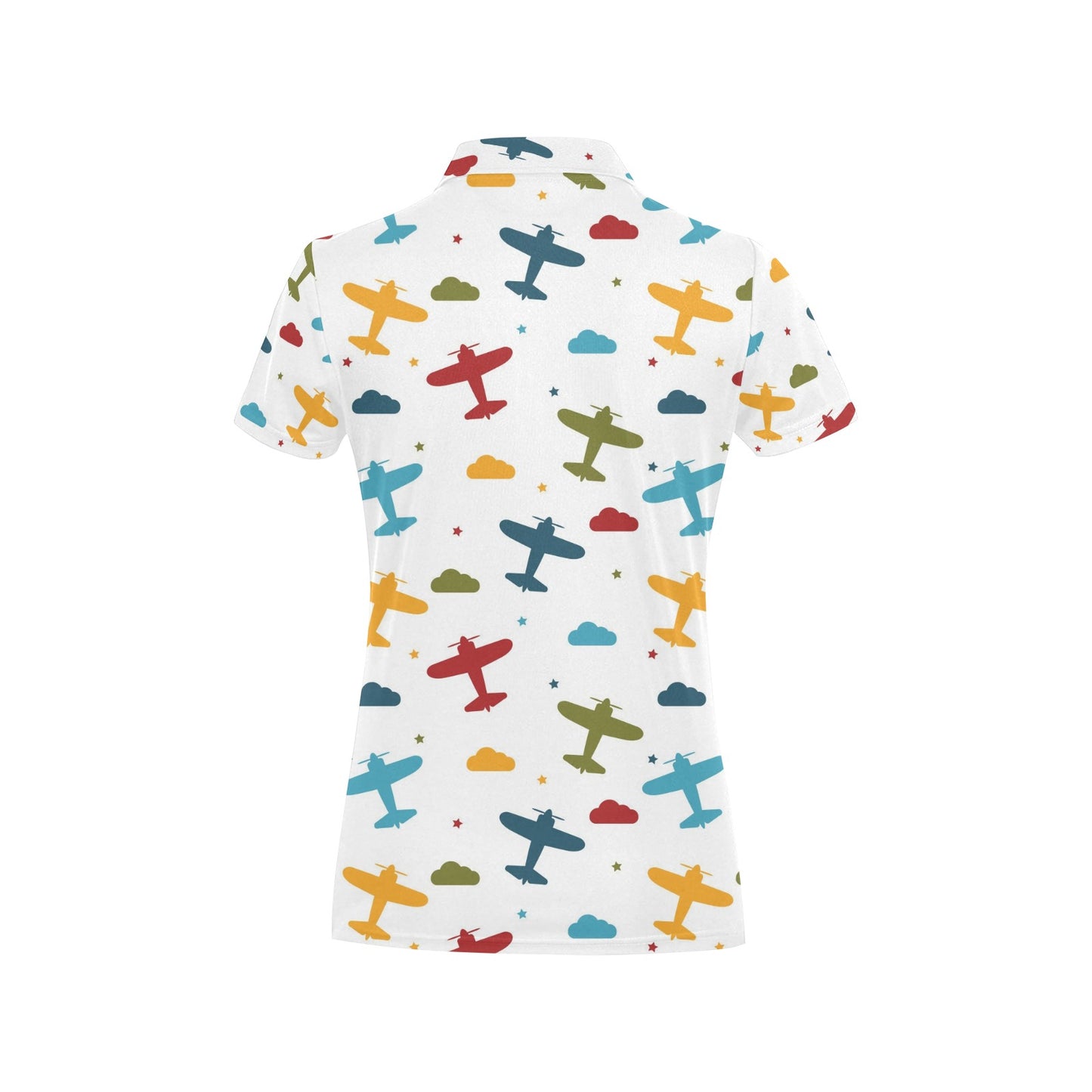 Airplane Pattern Print Design 06 Women's Polo Shirt