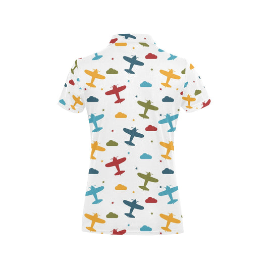 Airplane Pattern Print Design 06 Women's Polo Shirt