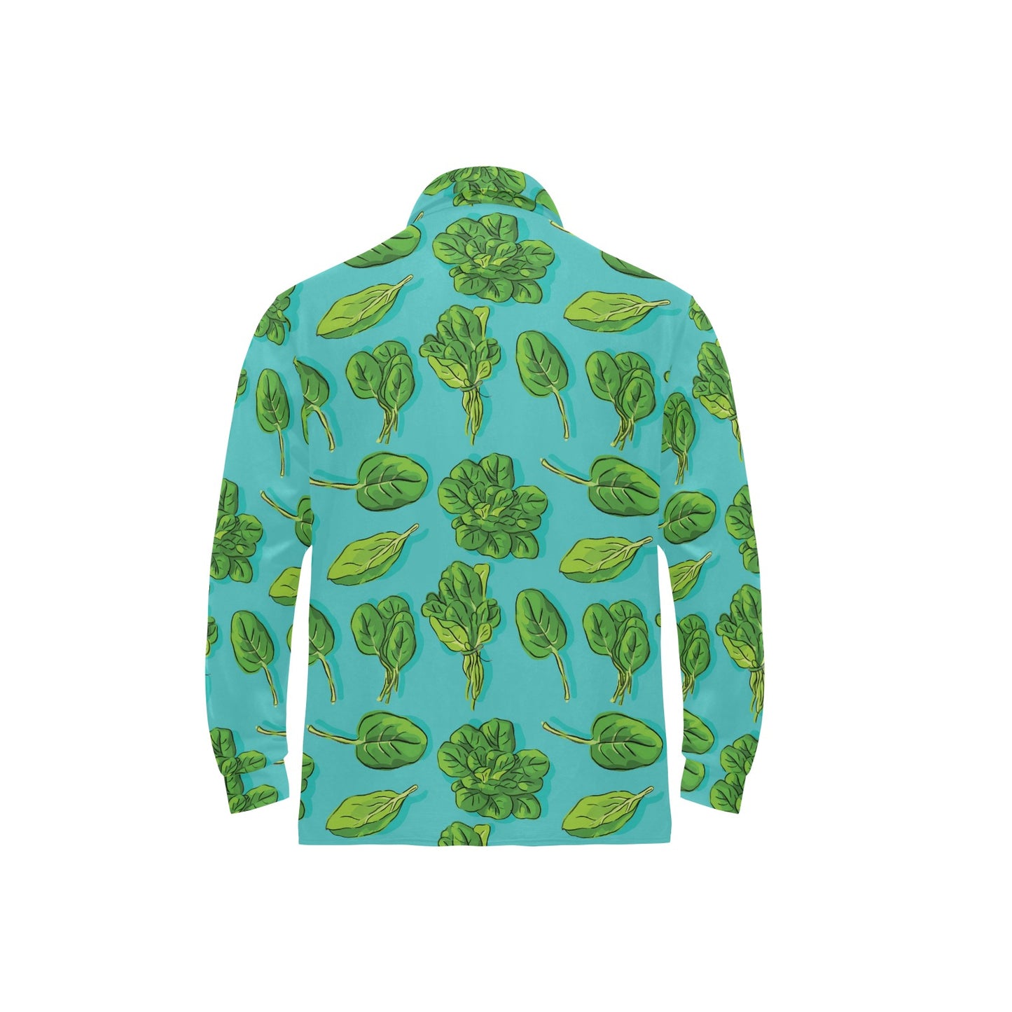 Spinach Print Design LKS301 Long Sleeve Polo Shirt For Men's