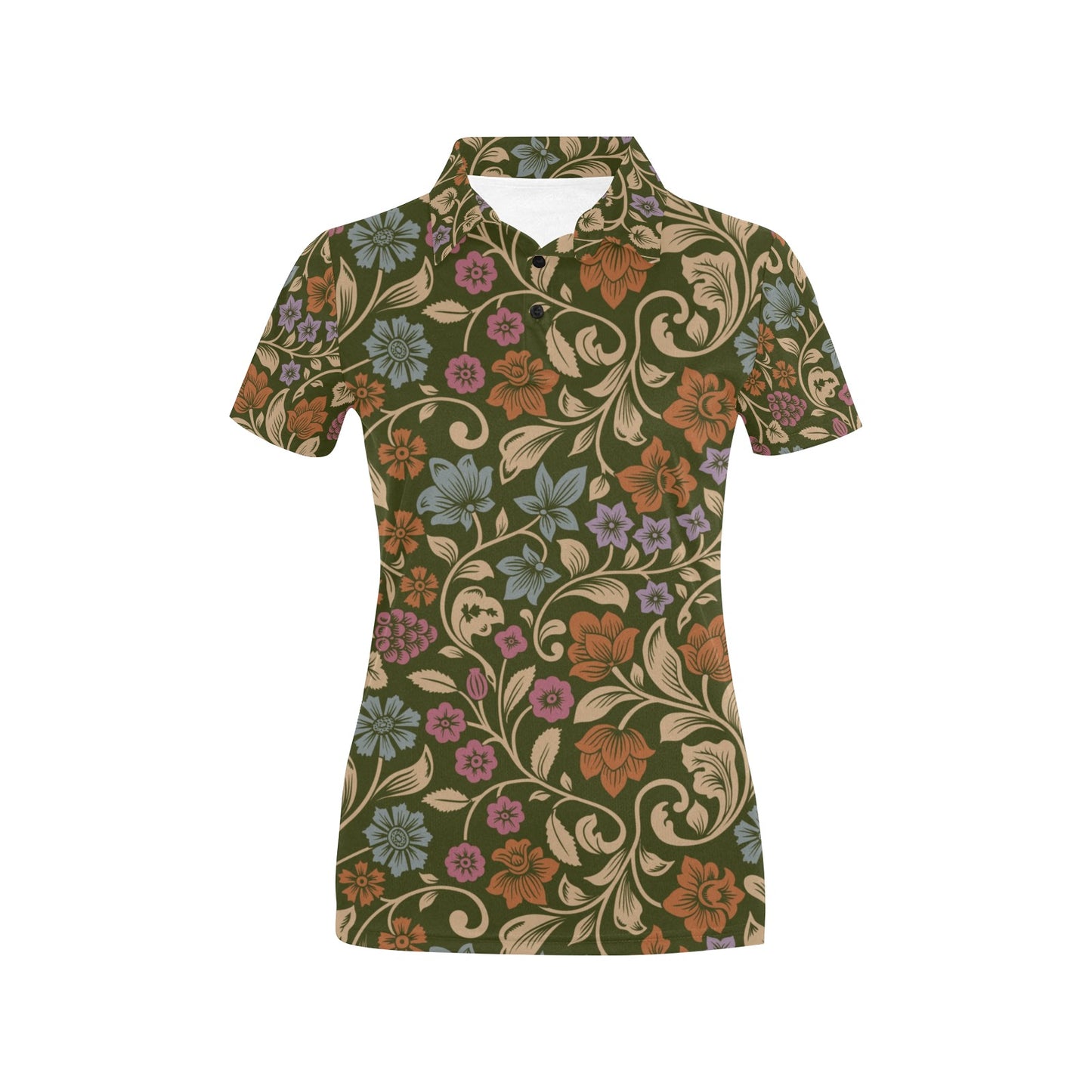 Floral Vintage Print Pattern Women's Polo Shirt