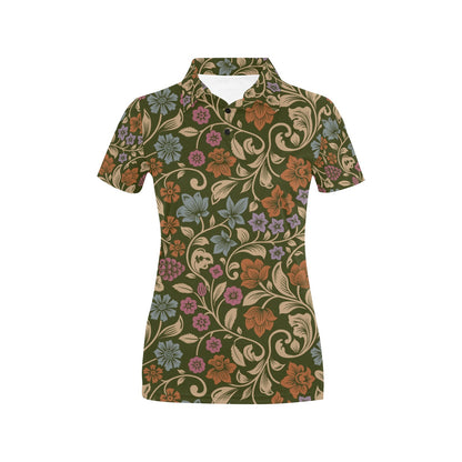 Floral Vintage Print Pattern Women's Polo Shirt