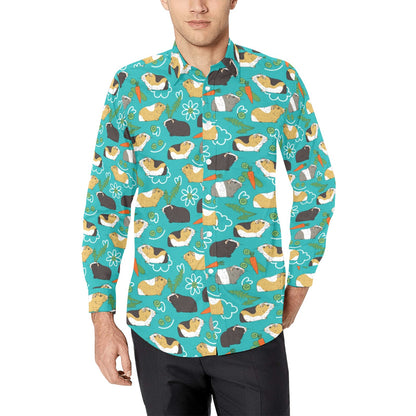 Guinea Pig Print Design LKS402 Men's Long Sleeve Dress Shirt