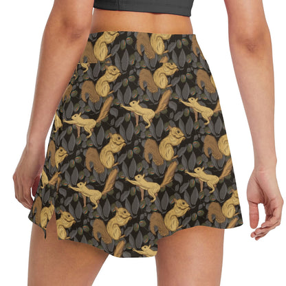 Squirrel Print Design LKS309 17" Golf & Pickleball Skort with Pockets